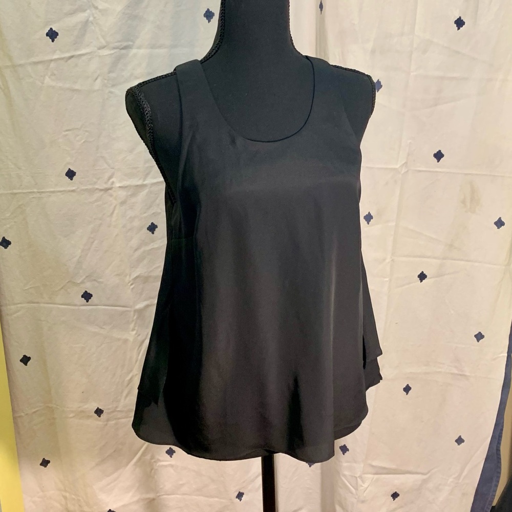 Madison by Madison Marcus Black Lightweight Faux Cape Tank Top Back Zip Size XS